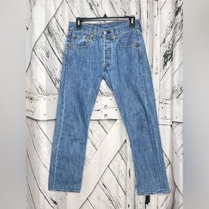 Levi 501 Jeans Button Fly Jeans Denim 28 x 27 (Hemmed)